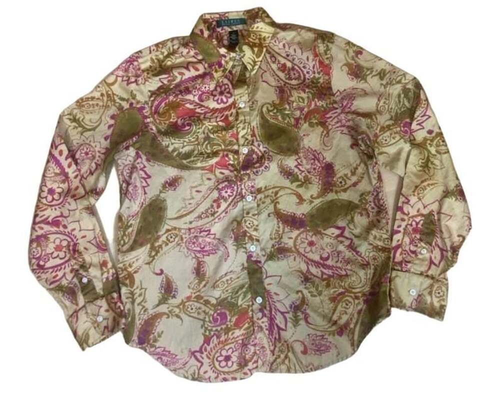 Vtg ‘90’s Lauren Ralph Lauren Paisley Button Down Shirt Multi Medium Excellent L